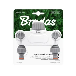 Sæt med 3 produkter. WHITE LINE SOLID 2-vejs manifold med 1 "eller 3/4" haneventiler
