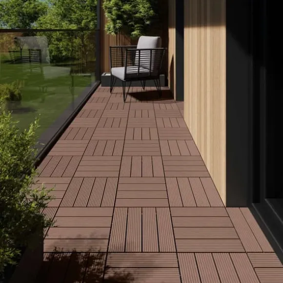Sæt terrassebrædder Tegulas - brun,Sæt med 22 stk.