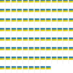 100st Ukraina Handhållna Flaggor 21*30cm Ukrainska nationella Mini Stick Flaggor Fest Festival Parader Fester Dekor