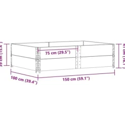 Stabelbar plantekasse i massivt fyrretræ - Plantekasse | Størrelse: 150x100 cm | Farve: Grå