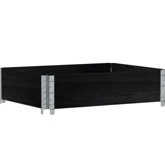 Stabelbar plantekasse i massivt fyrretræ - Foldbar og robust | Størrelse: 80x60 cm | Farve: Sort