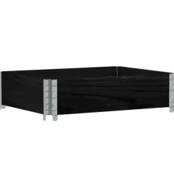 Stabelbar plantekasse i massivt fyrretræ - Foldbar og robust | Størrelse: 80x60 cm | Farve: Sort