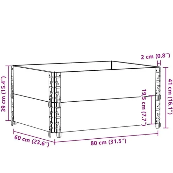 Stabelbar plantekasse i massivt fyrretræ | Mål: 80x60 cm | Farve: Brun