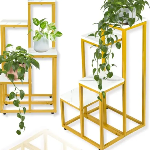 Stående blomsterstativ, metalhylde, blomsterstativ, planter, potter, 4 niveauer