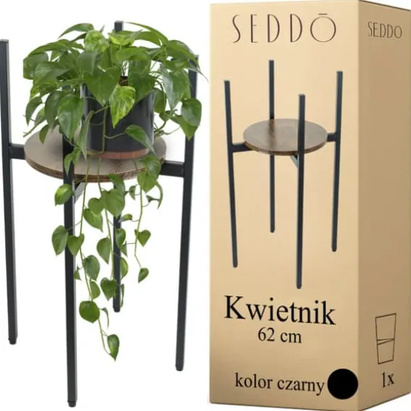 Stående metal blomsterstander, træ loft, høj, 62 cm, blomsterstander, planter