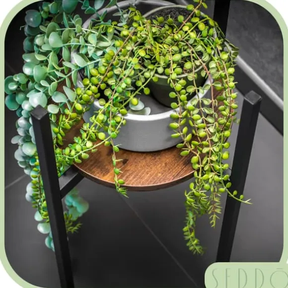 Stående metal blomsterstander, træ loft, høj, 62 cm, blomsterstander, planter