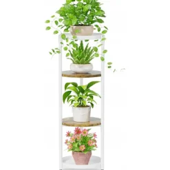 STÅENDE METAL TÅRN BLOMSTERBED loft rundt plantestativ træ