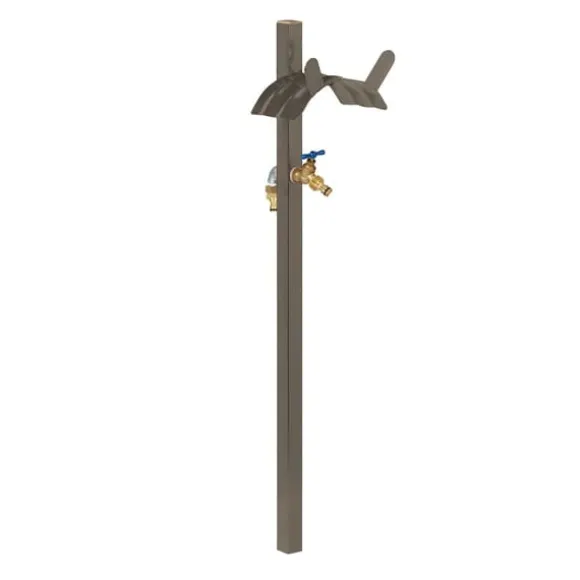 Stående vandhane med slangeholder, 107,5x25x18 cm, brun