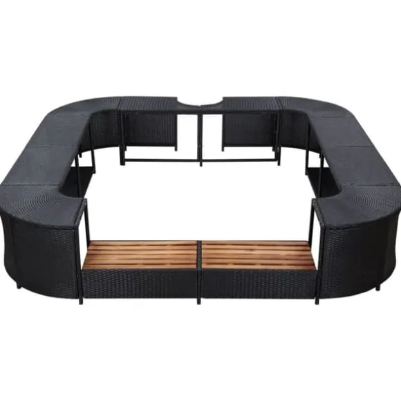 Stilfuld omkrans til spabad - Polyrattan | Størrelse: 268x268x55 cm | Farve: Sort