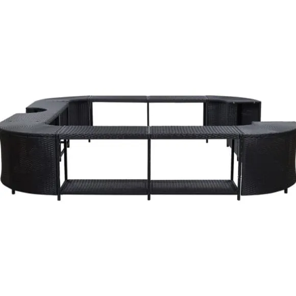 Stilfuld omkrans til spabad - Polyrattan | Størrelse: 268x268x55 cm | Farve: Sort