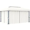 Stilfuld pavillon med gardin 4x3 m - Aluminium | Farve: Creme | Størrelse: 4x3 m