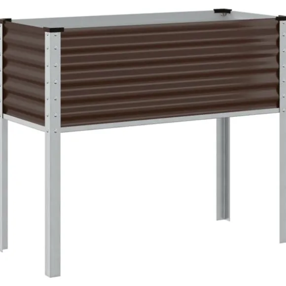 Stilfuld plantekasse i stål til haven | Størrelse: 100x45x90 cm | Farve: Brun