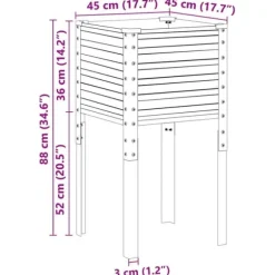 Stål plantekasse til haven - Vejrbestandig Blomsterkasse | Størrelse: 45x45x88 cm | Farve: Brun