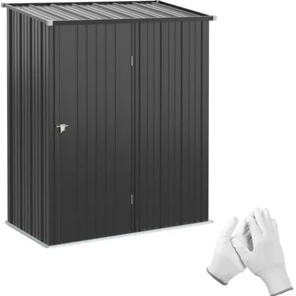 Stålskur 1,34 m², aflåseligt pulpettag, 161,5×94,5×196 cm, sort