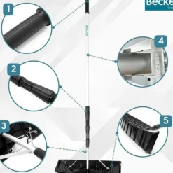 Stor teleskopisk sneskovl tag snerydning aluminium 600cm