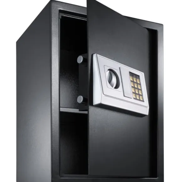 Stort elektronisk pengeskab 50x35x34 + 4 batterier - sort