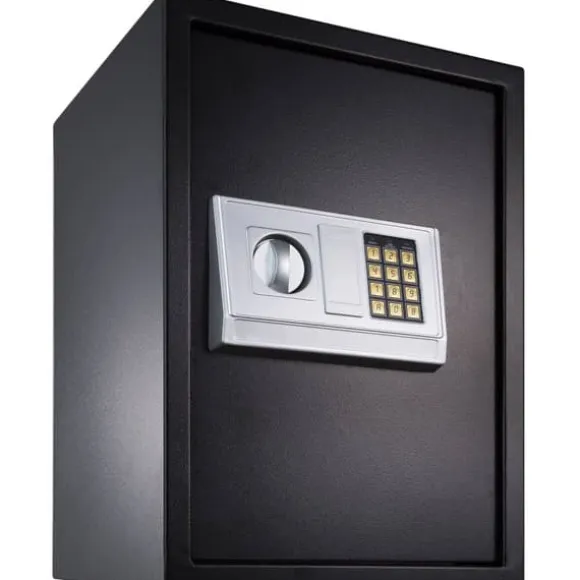 Stort elektronisk pengeskab 50x35x34 + 4 batterier - sort