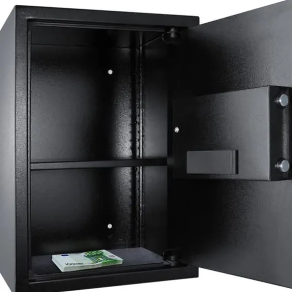 Stort elektronisk pengeskab 50x35x34 + 4 batterier - sort