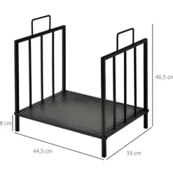 Stove Holz Regal til indendørs brug, 44,5 x 33 x 46,5 cm, med håndtag, til Brännholz, metal, sort