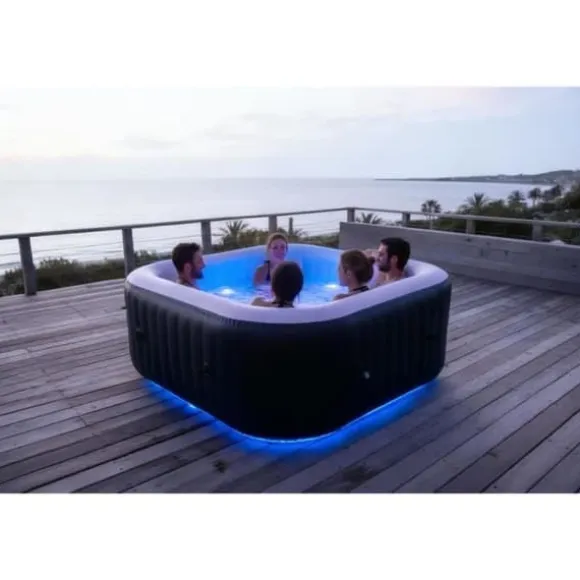 SUNSPA Square Uppblåsbart Spa 6 platser med LED-remsa