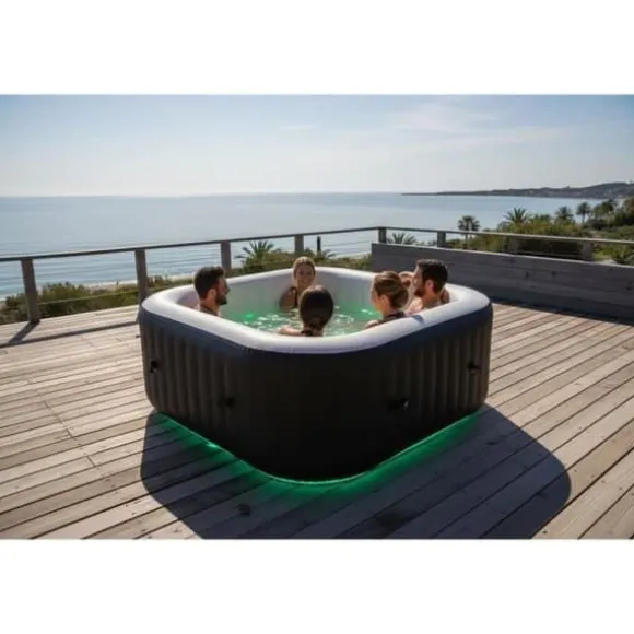 SUNSPA Square Uppblåsbart Spa 6 platser med LED-remsa