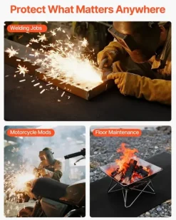 Svejsetæppe - Kulfiberfilt - Mål 1016 x 1016 mm - Varmebestandig op til 982°C - Flammehæmmende - Fortykket 3,5 mm - Brandsikker isolering