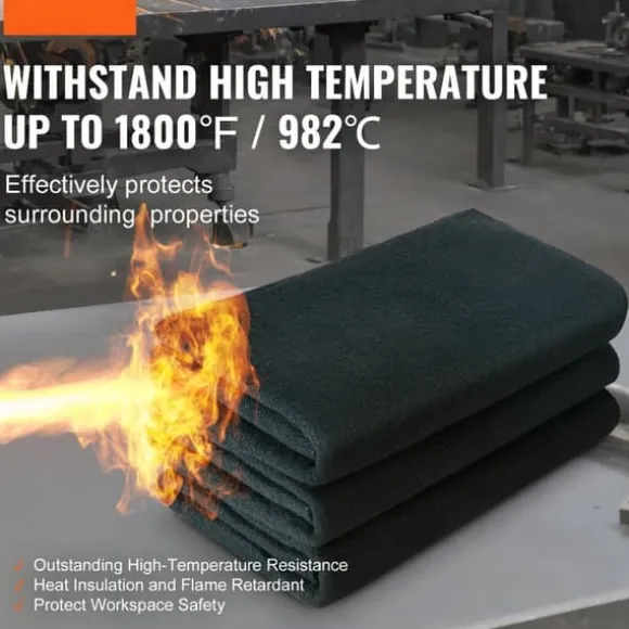 Svejsetæppe i kulstoffilt 4-pak, 37"x36", flammehæmmende, varmebestandigt op til 980°C, skærbar isoleringspude.