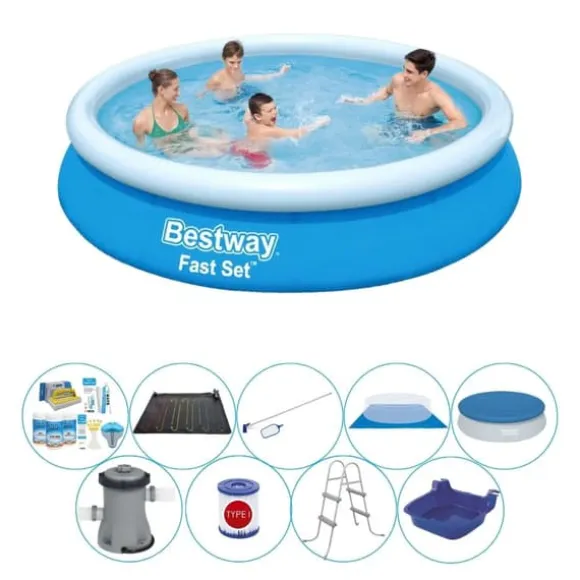 Svømmebassin med tilbehør - Bestway Fast Set Rundt 366x76 cm