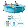 Svømmebassin med tilbehør - 6 stykker - Intex Metalramme Rund Strand 305x76 cm