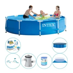 Svømmebassin med tilbehør - Intex Metalramme Rund 305x76 cm