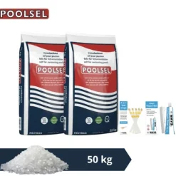 Swimming Pool Salt Polish - Velegnet til saltvandssystem - 50 kg & WAYS skrubbebørste