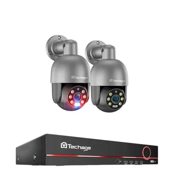 Techage 8CH NVR Overvågningssystem, 8MP Højopløsningskameraer, AI Menneskedetektion,8ch NVR 2PCS CAM 5MP, Ingen