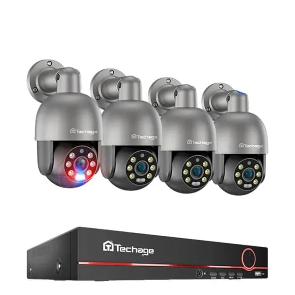 Techage 8CH NVR Overvågningssystem, 8MP Højopløsningskameraer, AI Menneskedetektion,8ch NVR 4PCS CAM 5MP, 1t