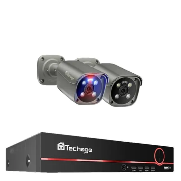 Techage Sikkerhedskamera System, 8 Kanal NVR, AI Menneske Detektion,1T, 8CH 2Stk 8MP Kamera