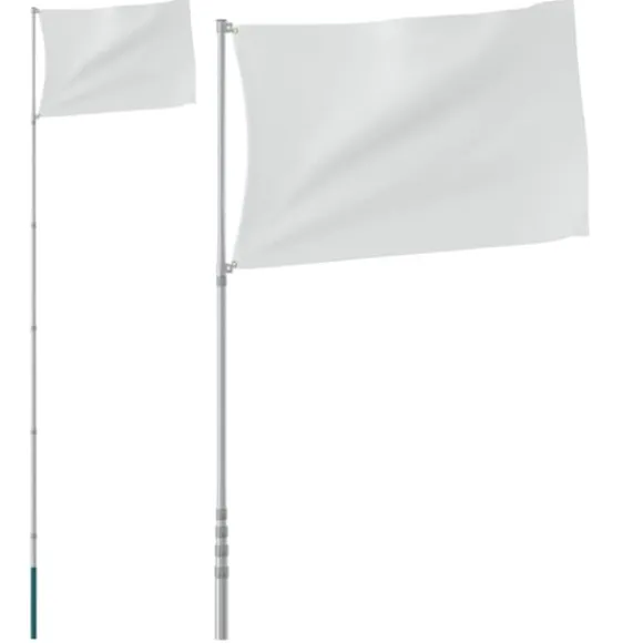 Teleskopflagstang 5,5 m aluminium sølvfarvet - Flagstang - Flagstænger - Home & Living