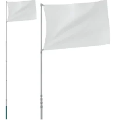 Teleskopflagstang 5,5 m i aluminium | Farve: Sølv | Justerbar og vejrbestandig