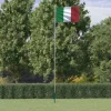 Teleskopisk flagstang med italiensk flag - Aluminium | Længde: 6,23 m