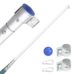 Teleskopisk flagstang med Ukrainsk flag - Slidstærk | Højde: 5,55 m