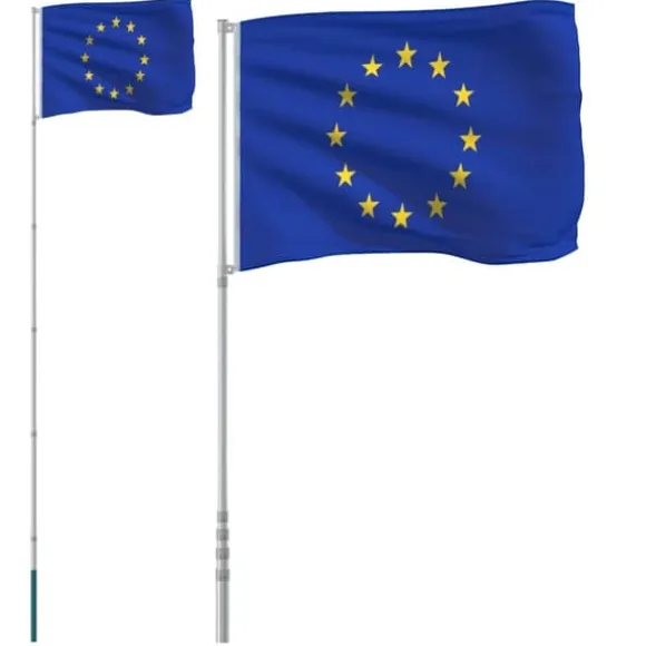 Teleskopisk flagstang med Europaflag - Aluminium | Højde: 5,55 m