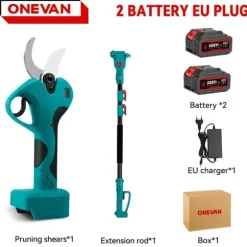 Teleskopisk Stangbeskærer, Trådløs, Kraftfuld Skæreevne,2 Batteri EU Stik