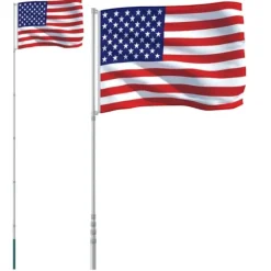 Teleskopisk USA flagstang med flag – Aluminium | Højde: 5,55 m