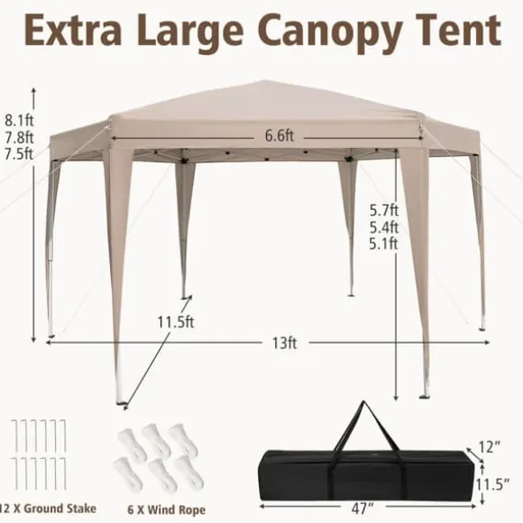 Teltpavillon, 400x348 cm, Khaki