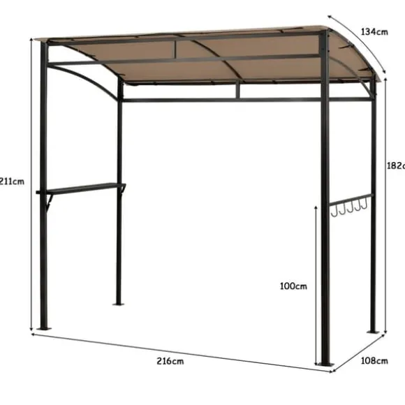 Terrasse Grilltelt, 216x134x211 cm, Brun