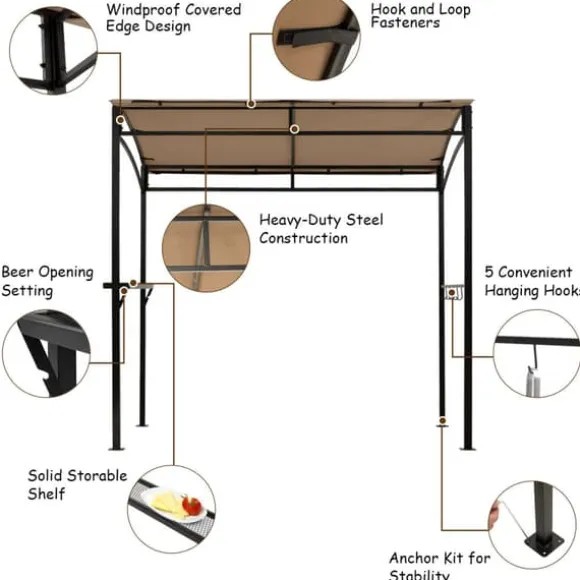 Terrasse Grilltelt, 216x134x211 cm, Brun