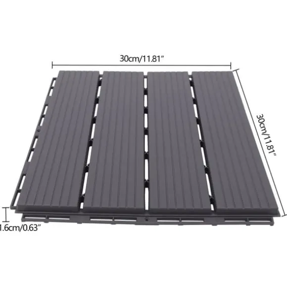 Terrassefliser - Klik-/Interlocking gulvfliser - PP-plast - 22-pak - Udendørs - DIY montering