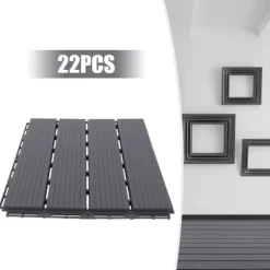 Terrassefliser - Klik-/Interlocking gulvfliser - PP-plast - 22-pak - Udendørs - DIY montering