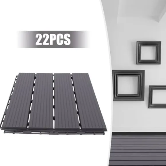 Terrassefliser - Klik-/Interlocking gulvfliser - PP-plast - 22-pak - Udendørs - DIY montering