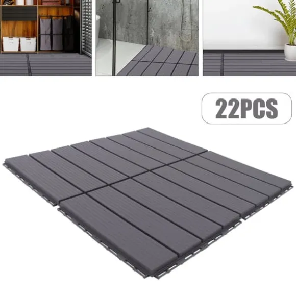 Terrassefliser - Klik-/Interlocking gulvfliser - PP-plast - 22-pak - Udendørs - DIY montering
