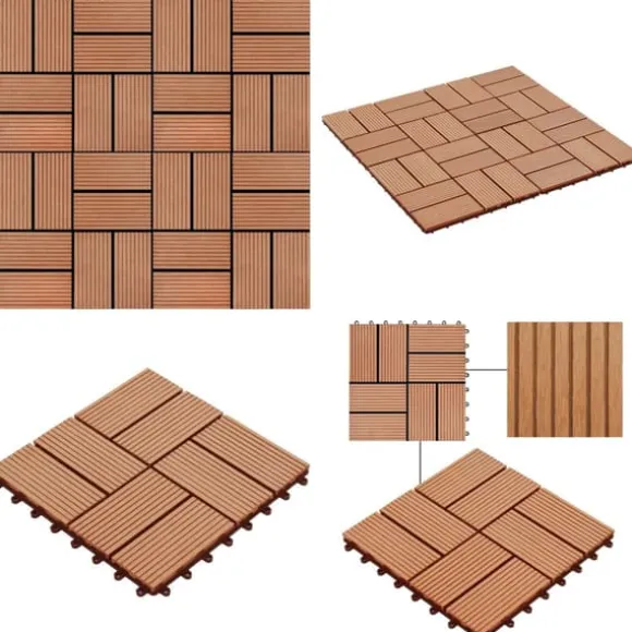 Terrassefliser 22 stk. 30 x 30 cm 2 m2 WPC teakfarve - Terrasseflise - Terrassefliser - Home & Living