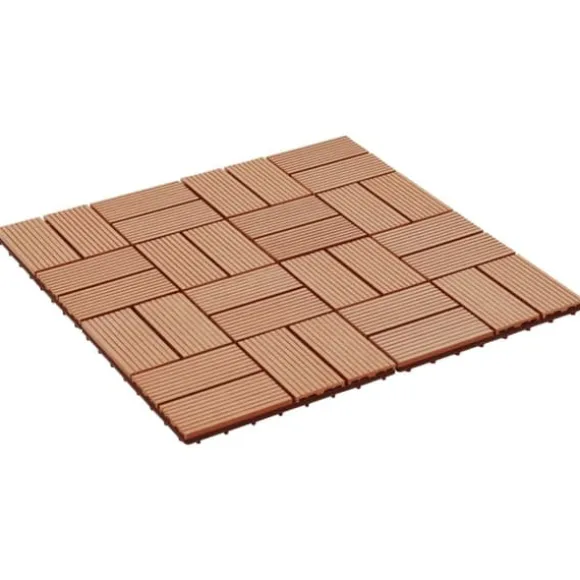 Terrassefliser 22 stk. 30 x 30 cm 2 m2 WPC teakfarve - Terrasseflise - Terrassefliser - Home & Living